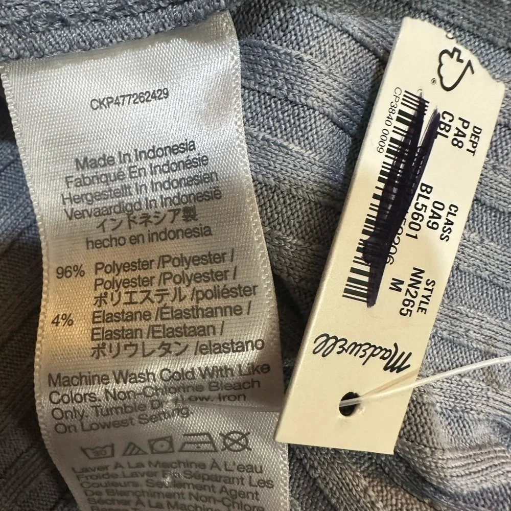 Madewell Craft Blue Ribbed Square Neck Long Sleeve Tee Medium